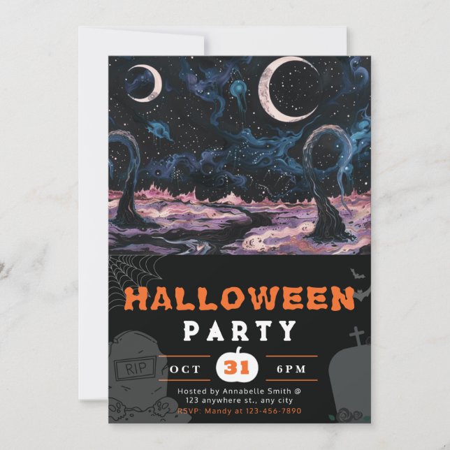 Invitación Paisaje extraterrestre esquivo Crescent Moon Hallo (Anverso)