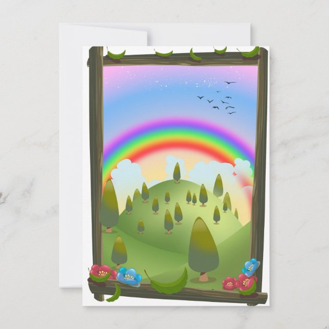 Invitación Paisaje Feliz Arcoíris (Reverso)