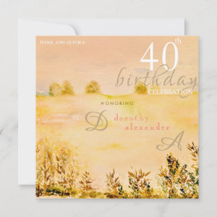 Invitación Paisaje floral campestre moderno cumpleaños