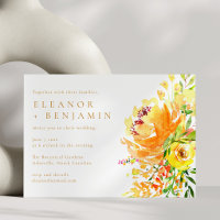 Paisaje floral nupcial acuarela amarillo naranja