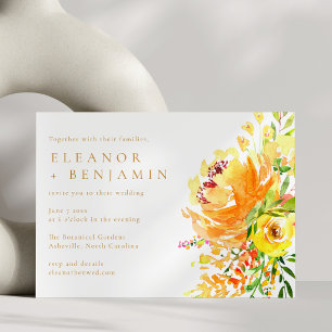 Invitación Paisaje floral nupcial acuarela amarillo naranja