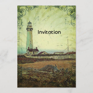Invitación paisaje impresionista faro chic costero