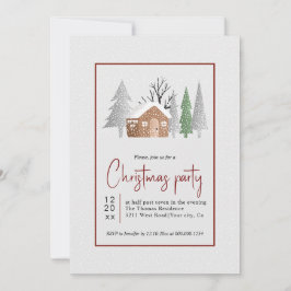 Invitación Paisaje invernal, árboles y Navidades de nieve fie