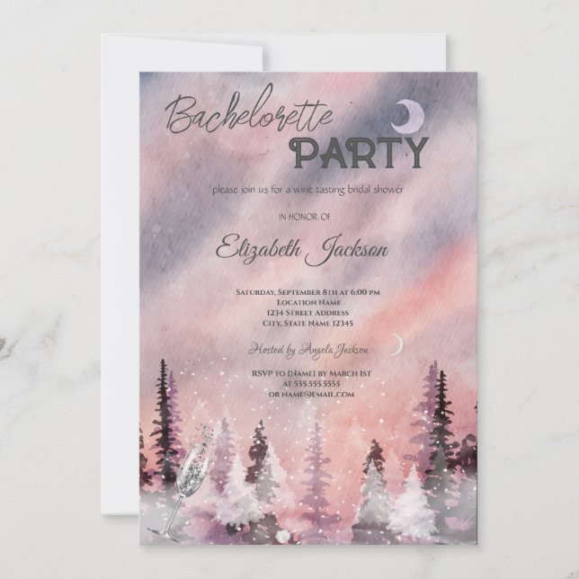 Invitación Paisaje invernal Bachelorette del bosque de Greenp (Anverso)