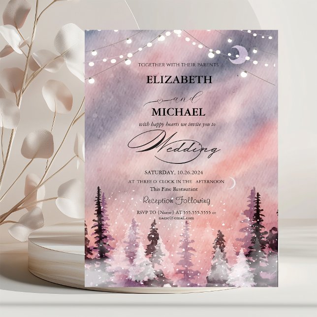 Invitación Paisaje invernal Bosque de Greenpine Script  (Subido por el creador)