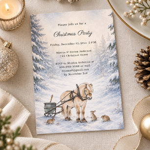 Invitación Paisaje invernal Bosque de nieve Fiesta de Navidad