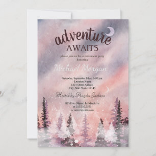 Invitación Paisaje invernal Bosque de pinos verdes Jubilació