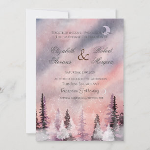 Invitación Paisaje Invernal Bosque Pino Verde Boda