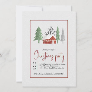 Invitación Paisaje invernal con árboles y Navidades fiestas