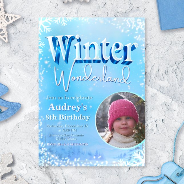 Invitación Paisaje Invernal con Imagen (Winter Wonderland with Picture Invitation)