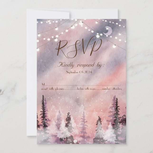 Invitación Paisaje invernal del bosque de Greenpine RSVP (Anverso)