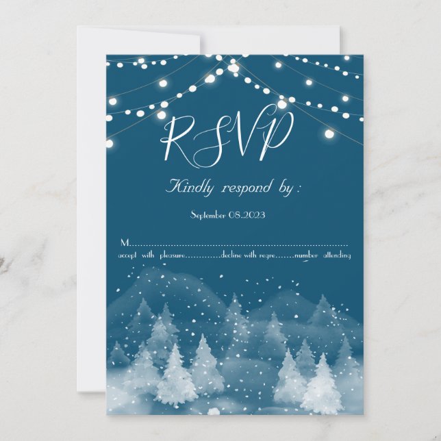 Invitación Paisaje invernal Nieve RSVP (Anverso)