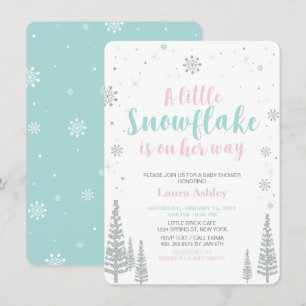 Invitación Paisaje Invernal Plateado, Baby Shower de Niña