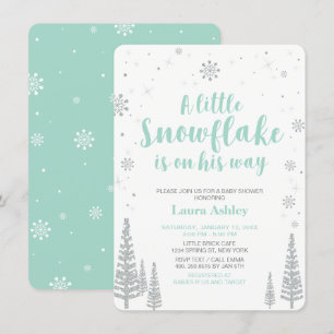 Invitación Paisaje Invernal Plateado, Shower de Niño Bebé, 11