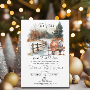 Invitación Paisaje invernal romántico del 75 aniversario de b