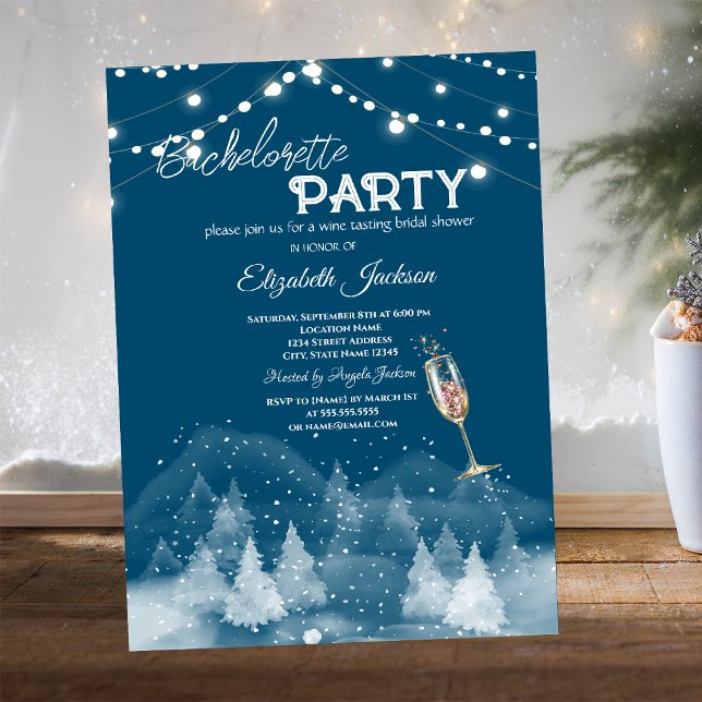 Invitación Paisaje invernal Snow Bachelorette (Subido por el creador)