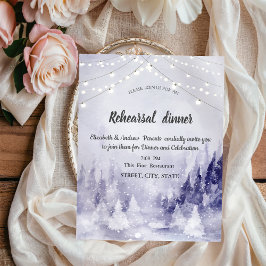 Invitación Paisaje invernal violeta Cena de ensayo de nieve