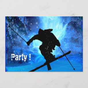 Invitación Paisaje invernal y esquí de estilo libre