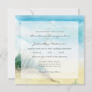 Invitación Paisaje marino costero acuarela rústica
