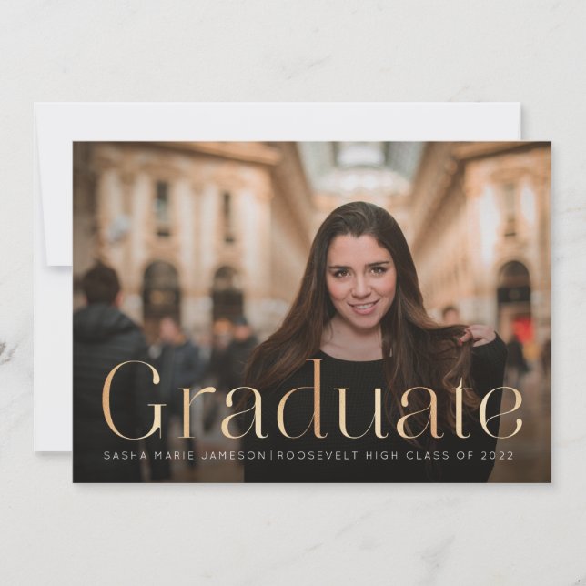 Invitación Paisaje minimo de Graduado Foto Faux Gold (Anverso)