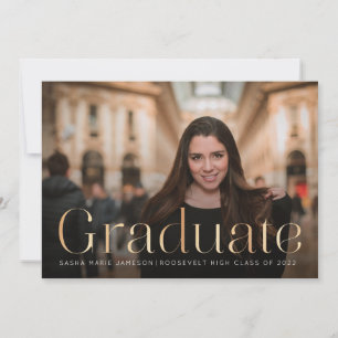 Invitación Paisaje minimo de Graduado Foto Faux Gold
