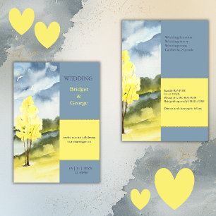 Invitación Paisaje moderno de árbol amarillo destino Boda