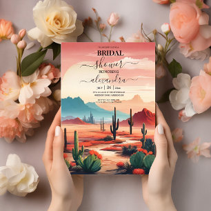 Invitación Paisaje Moderno de Bodas con Cactus del Desierto