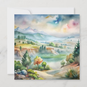 Invitación Paisaje montañoso acuarela