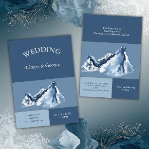 Invitación Paisaje montañoso azul polvoriento Boda moderna