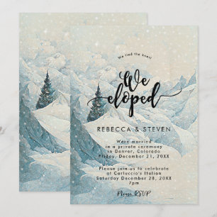 Invitación paisaje montañoso de invierno nos fuimos de invita