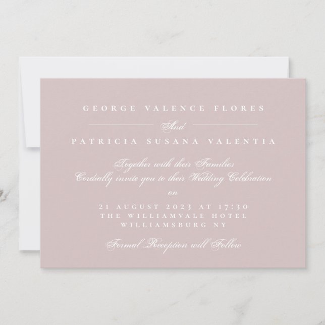 Invitación Paisaje Musk Pink caligrafía formal elegante (Anverso)