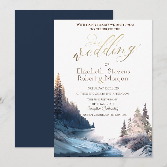 Invitación Paisaje, naturaleza, Boda forestal (Anverso / Reverso)