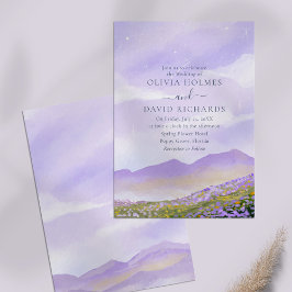 Invitación Paisaje Nocturno de Bodas Lila Caprichoso