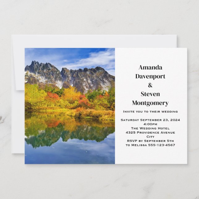 Invitación Paisaje panorámico Montañas Boda del Bosque Lago (Anverso)