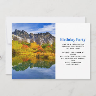 Invitación Paisaje panorámico Montañas Lago Bosque Cumpleaños