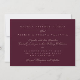 Invitación Paisaje Plum Maroon Caligrafía formal Elegante