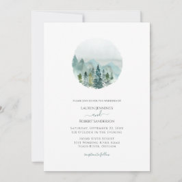 Invitación Paisaje Rústico Acuarela Árbol Evergreen Boda