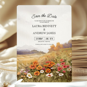 Invitación Paisaje Rústico de Flores Silvestres Aviso de Rese