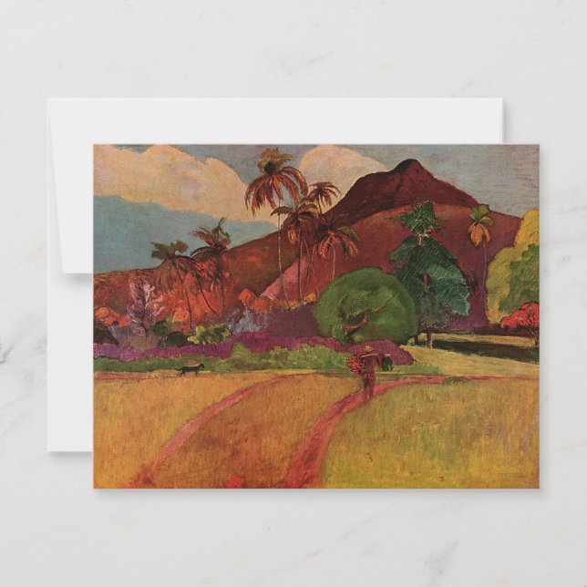 Invitación Paisaje tahitiano de Paul Gauguin (1893) (Anverso)