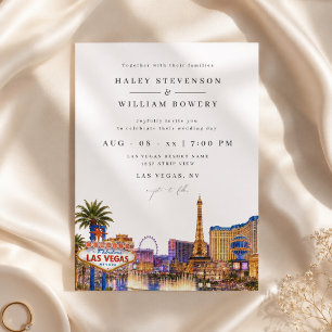 Invitación Paisaje Urbano de Las Vegas Chic Bodas Acuarela
