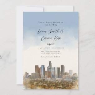 Invitación Paisaje urbano de Los Ángeles con acuarela