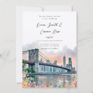 Invitación Paisaje urbano de NYC Boda del puente de Brooklyn
