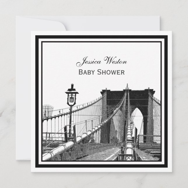 Invitación Paisaje urbano de NYC Puente de Brooklyn #2 SQ Bab (Anverso)