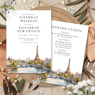Invitación Paisaje urbano de París Acuarela Cumpleaños Fin de