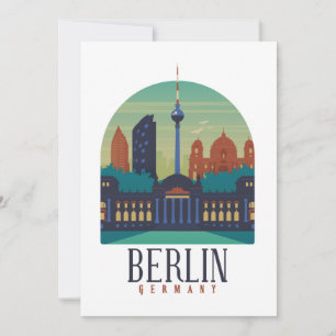 Invitación Paisaje urbano minimalista retro vintage de Berlín