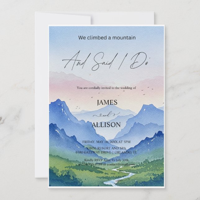 Invitación Paisajes acuáticos y Boda de las montañas (Anverso)