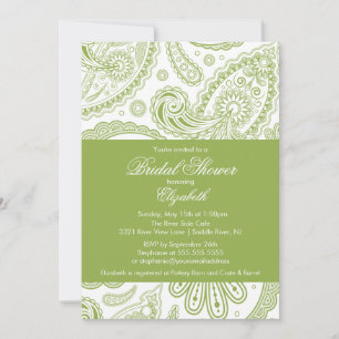 Invitación Paisley Bridal Shower Chartreuse Verde