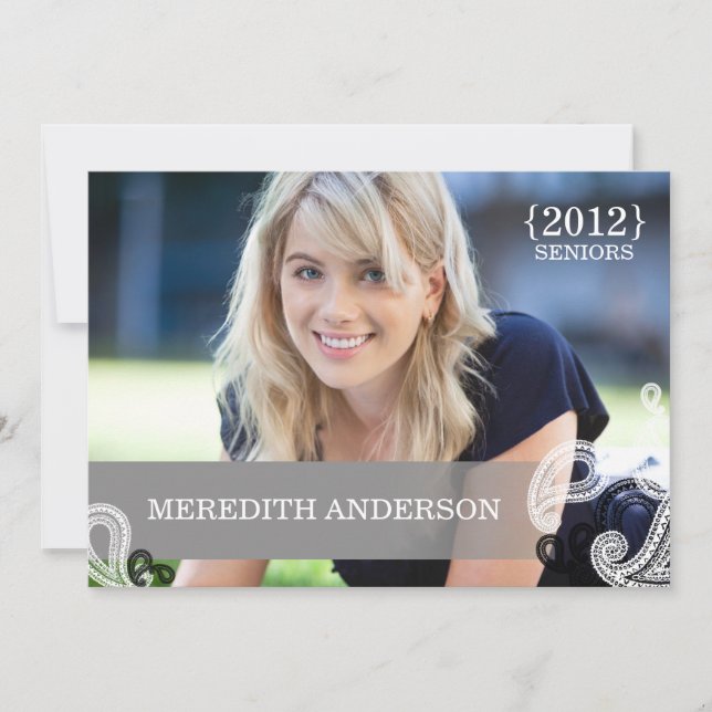 Invitación Paisley, graduación 2012 de la foto del graduado (Anverso)