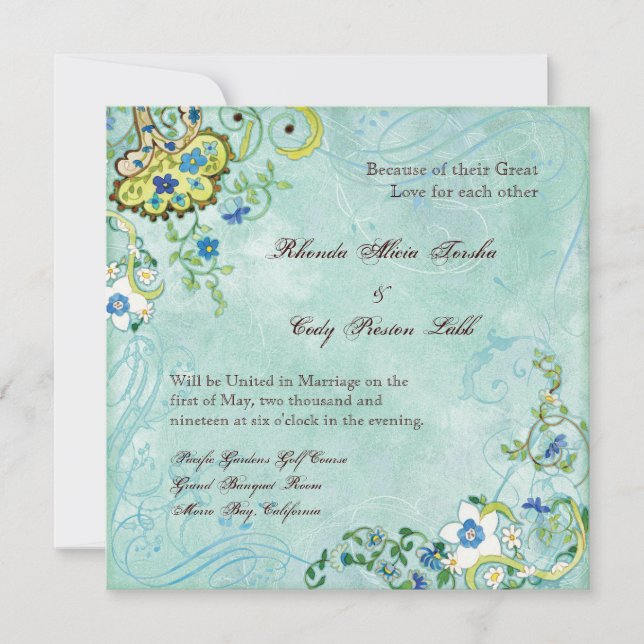 Invitación Paisley Modern Floral Flourin Swirl Boda (Anverso)