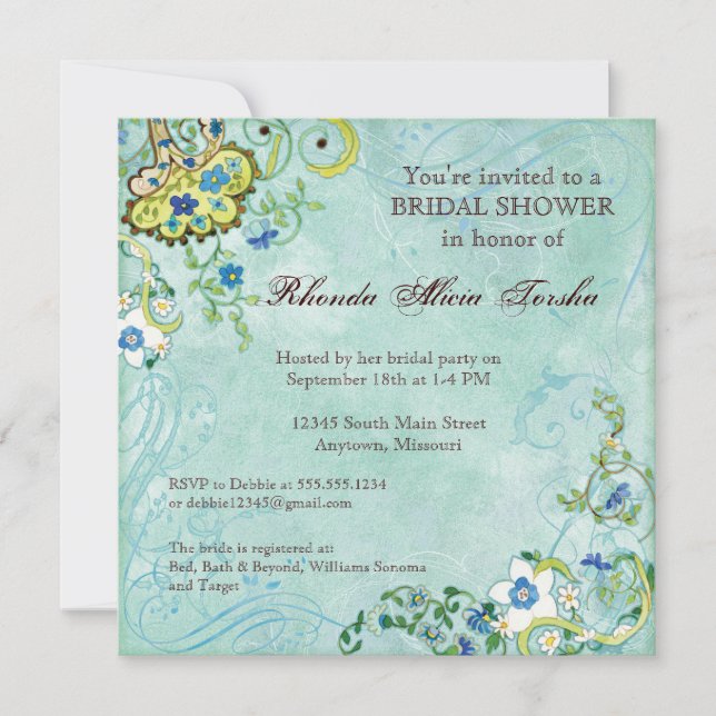 Invitación Paisley Modern Floral Flourin Swirl Boda (Anverso)